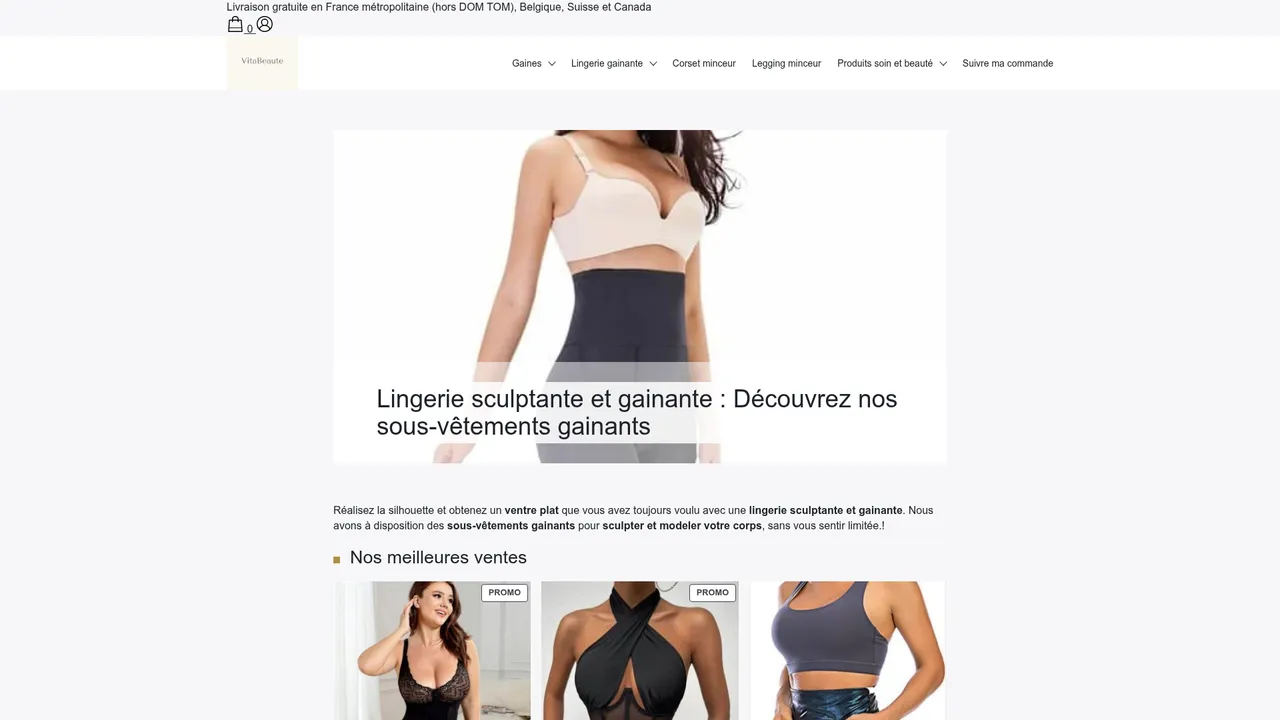 Aperçu du site Vitabeaute : bien-être et cosmétiques