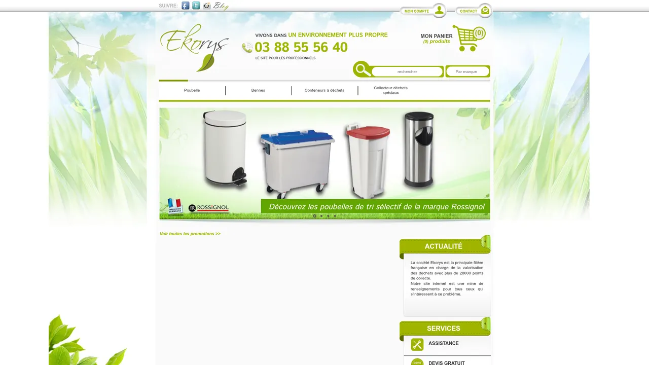 Aperçu du site Vivre dans un environnement plus propre grâce à Ekorys