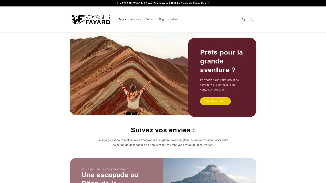 Screenshot de voyagesfayard.com