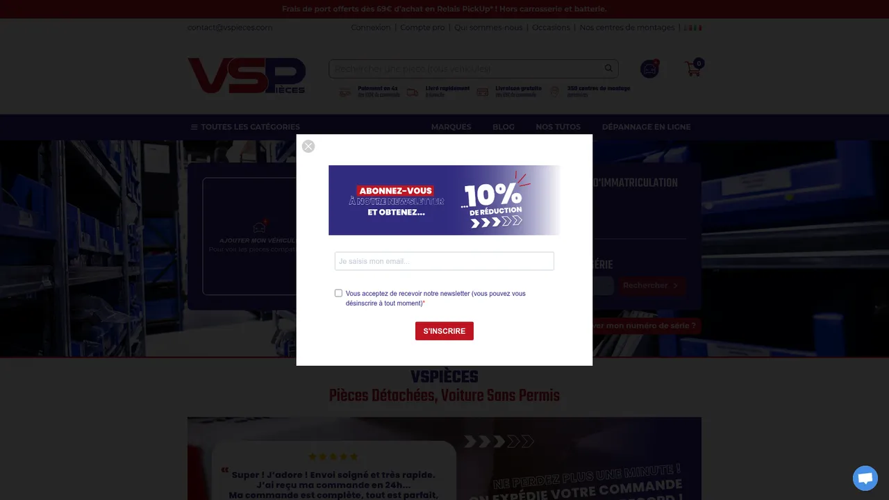 Aperçu du site VSPièces pour voiture sans permis