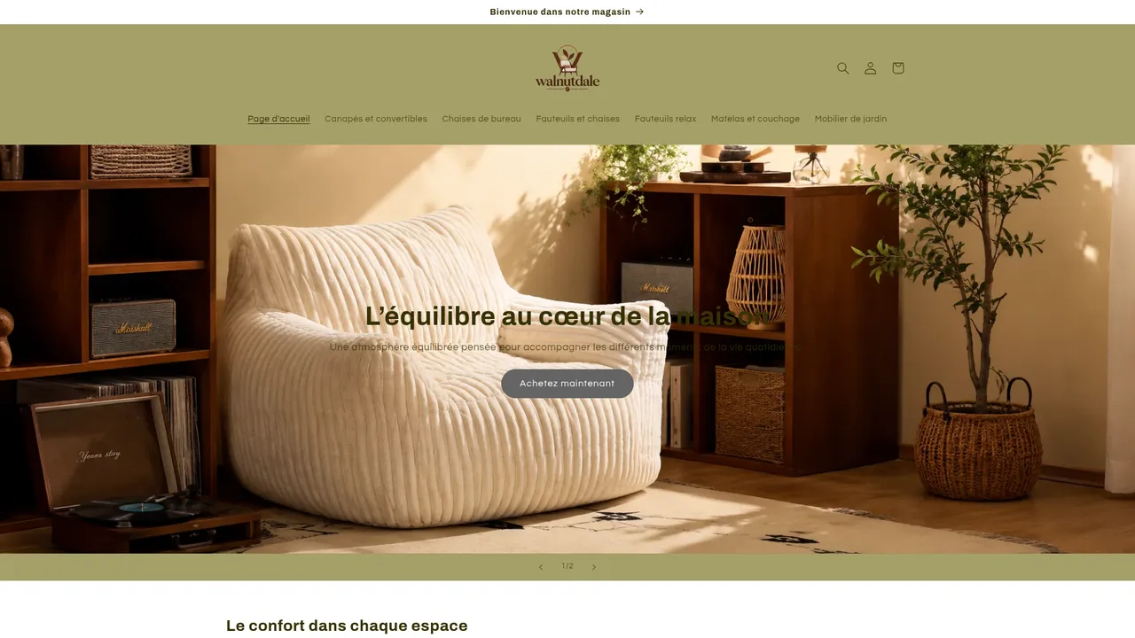 Aperçu du site Walnutdale – Mobilier pour chaque espace de vie