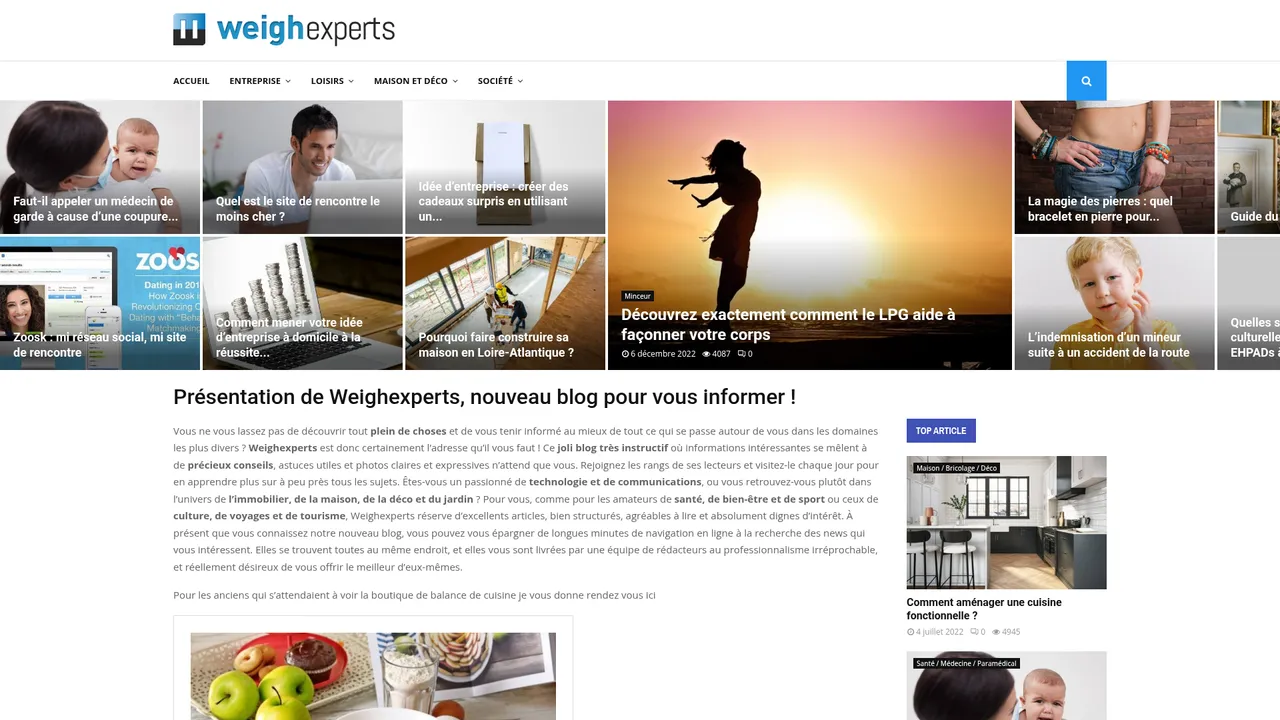 Aperçu du site Weighexperts, les experts du pesage professionnel