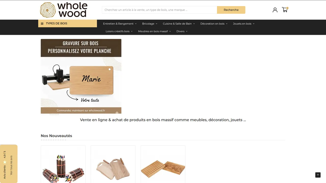 Aperçu du site Whole Wood
