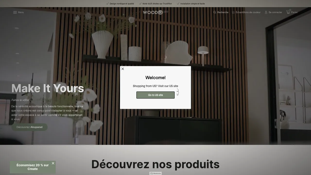Aperçu du site WoodUpp