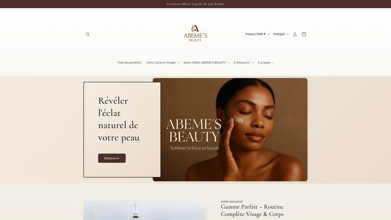Aperçu du site www.abemesbeauty.fr