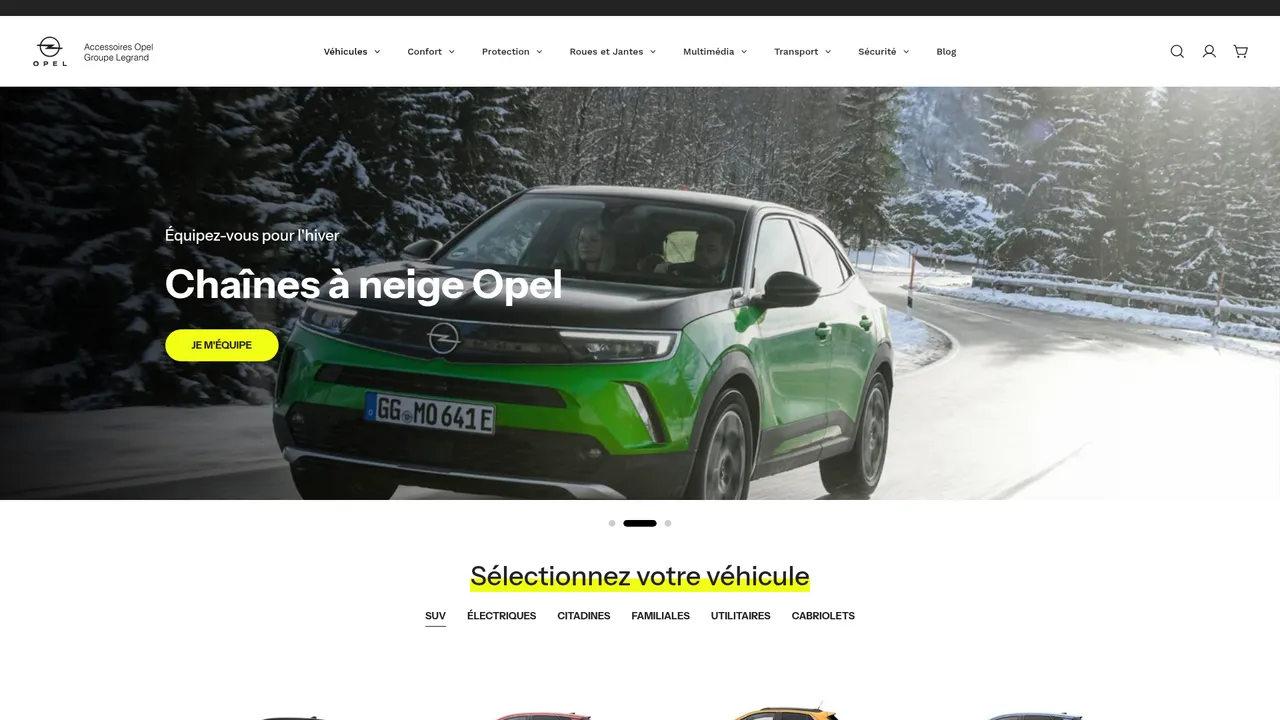 Aperçu du site www.accessoires-opel.fr