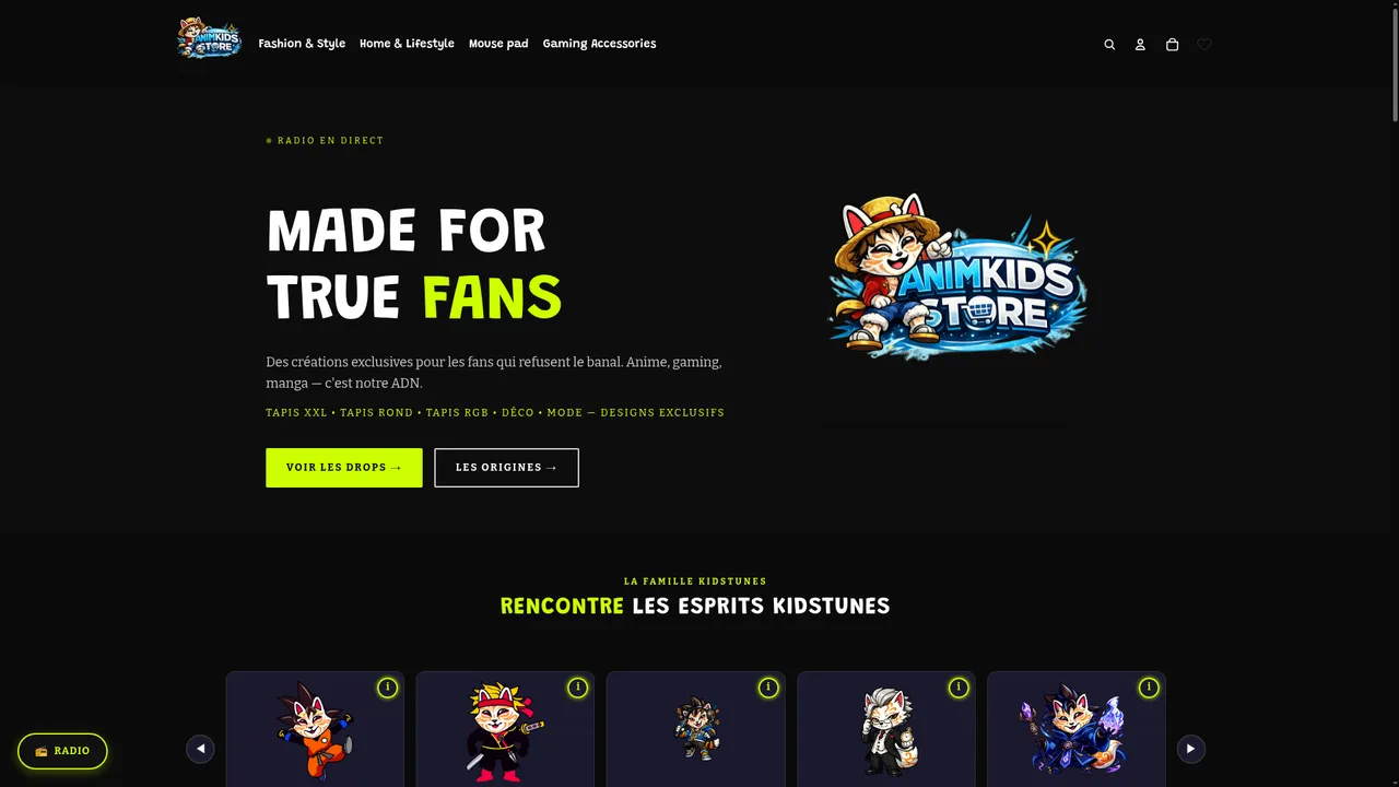 Screenshot de www.animkids-store.fr