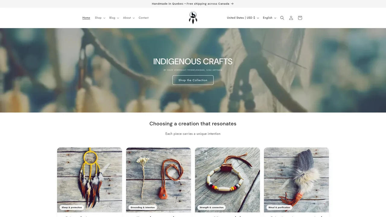 Screenshot de www.artisanatautochtone.com