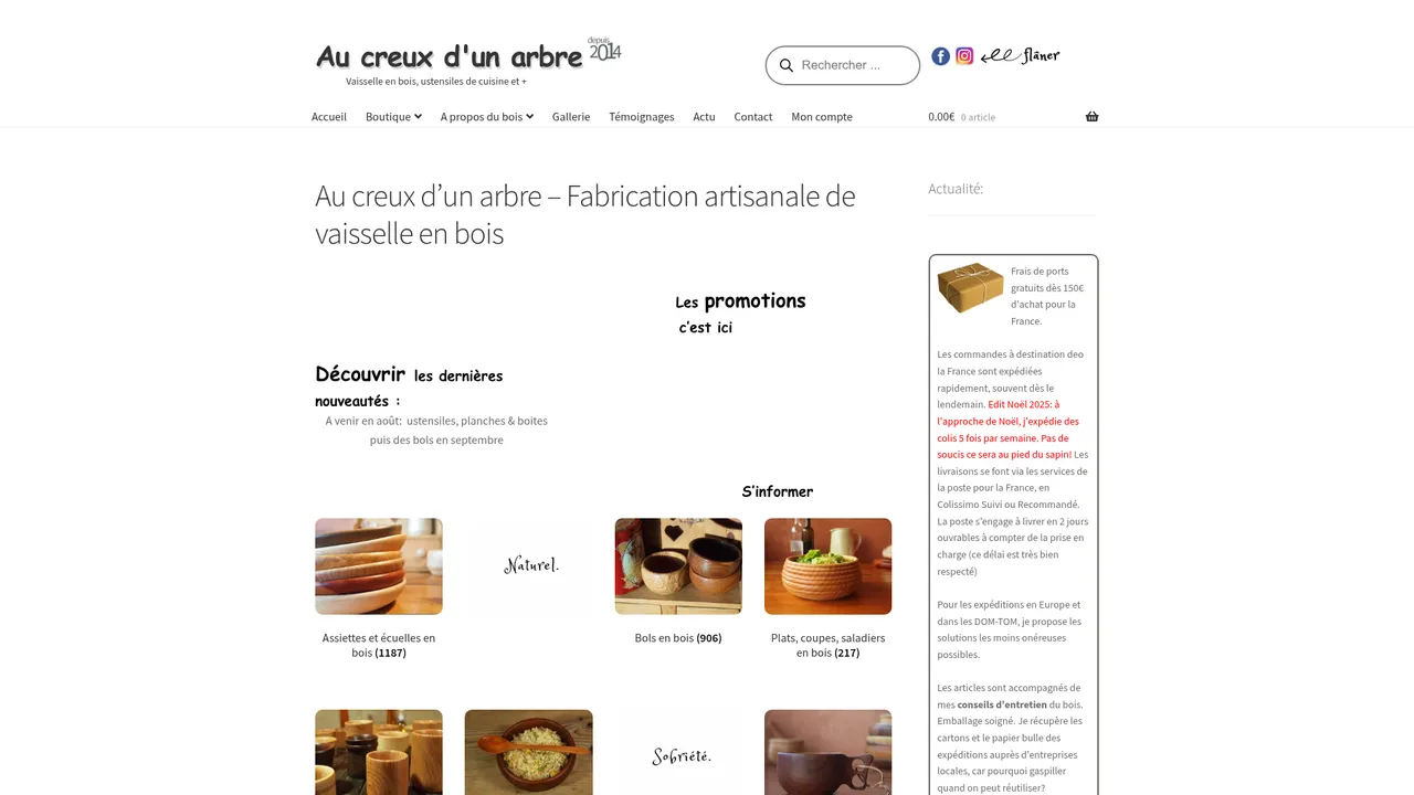 Screenshot de www.aucreuxdunarbre.fr