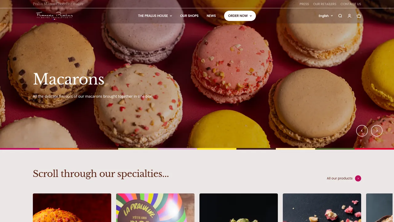 Aperçu du site www.chocolats-pralus.com