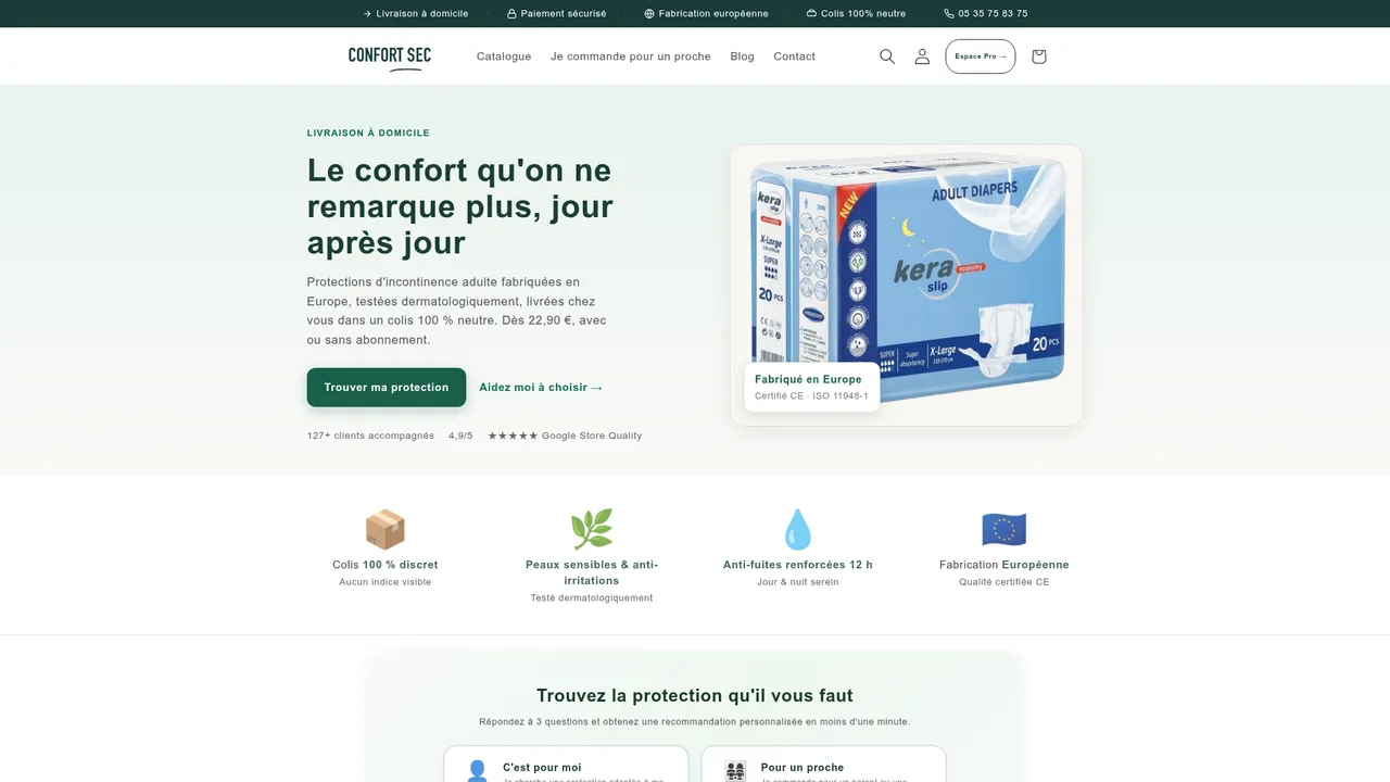 Screenshot de www.confort-sec.fr