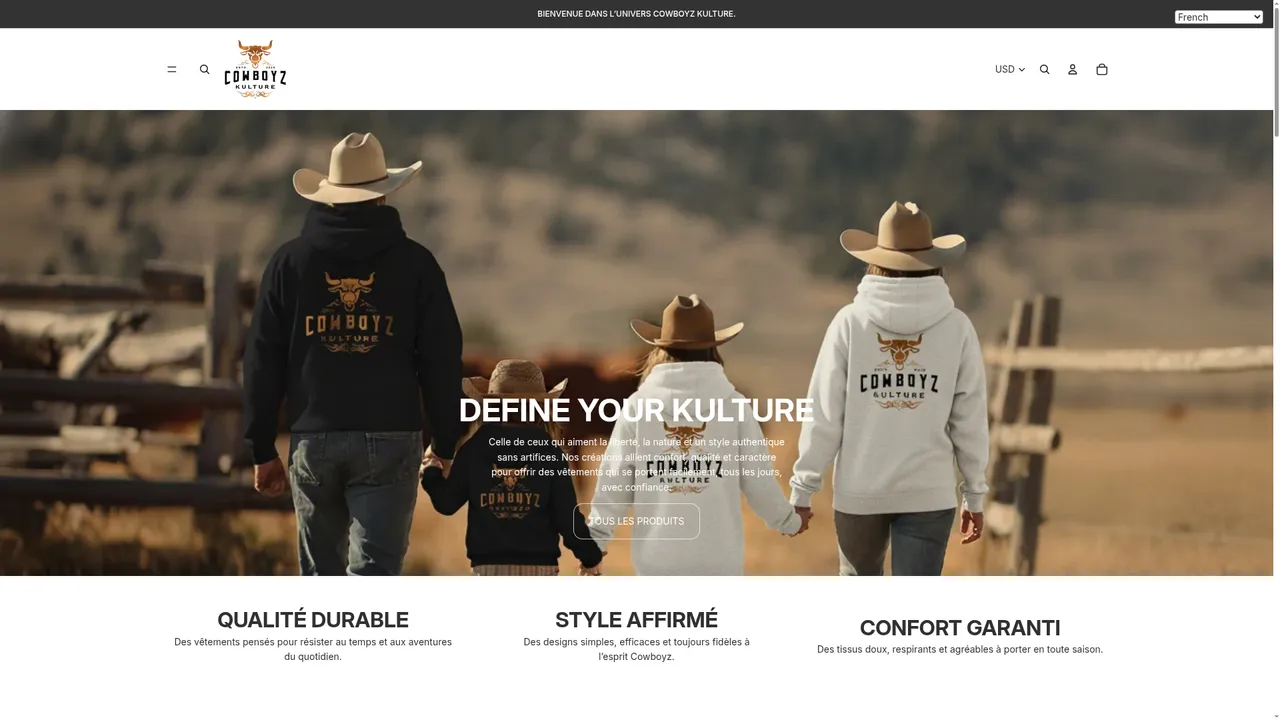 Screenshot de www.cowboyzkulture.com