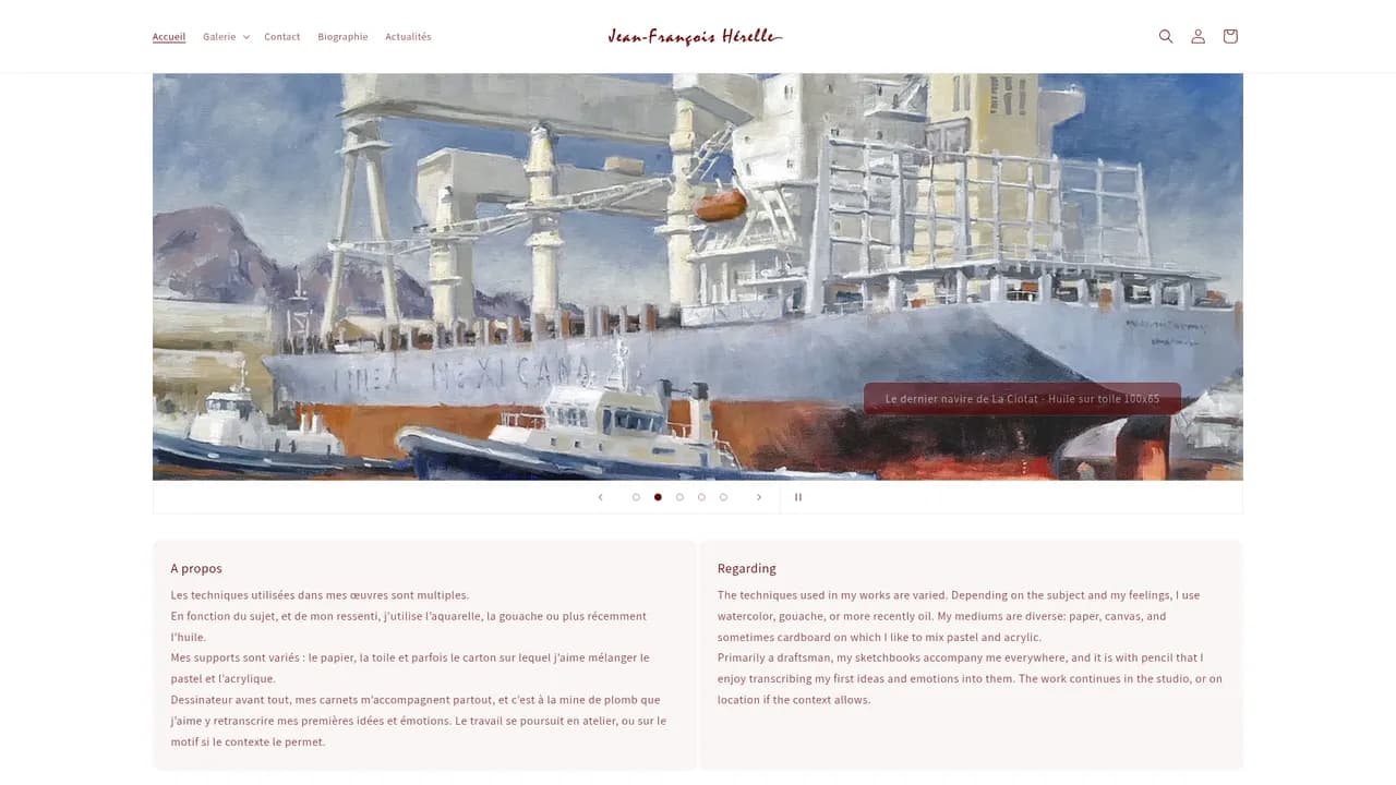Screenshot de www.herelle.art