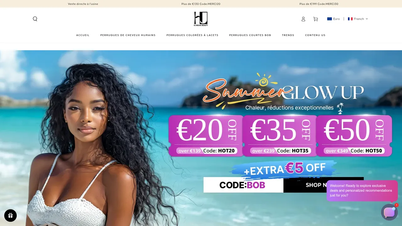 Screenshot de www.hjweavebeauty.fr