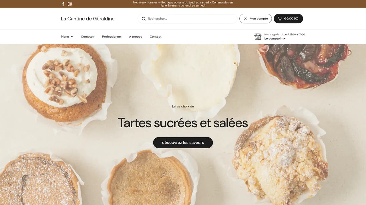 Screenshot de www.lacantinedegeraldine.be