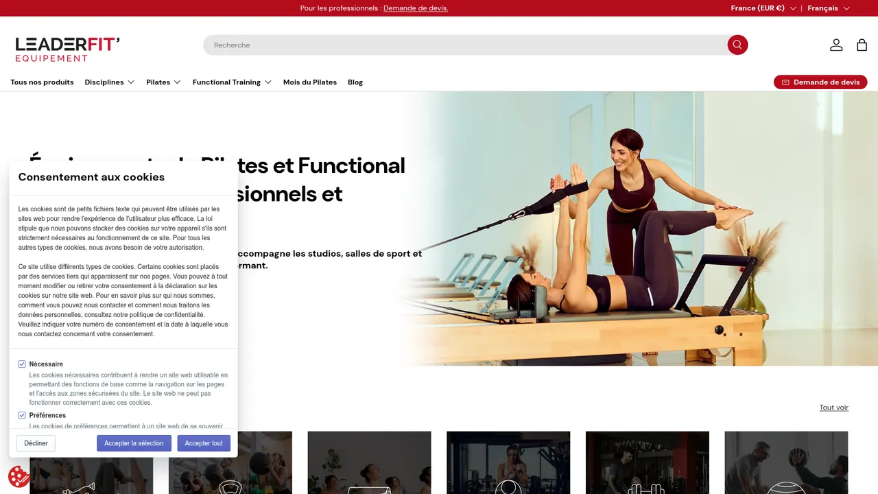Screenshot de www.leaderfit-equipement.com