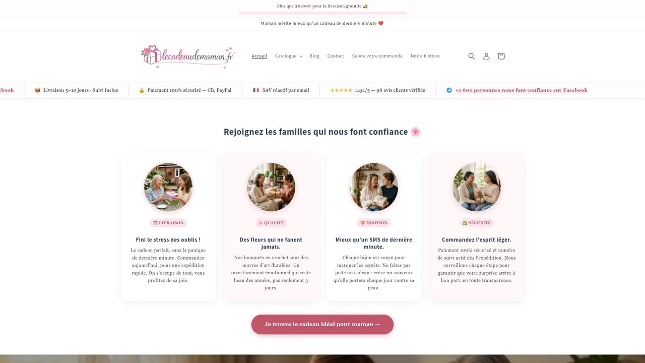 Aperçu du site www.lecadeaudemaman.fr