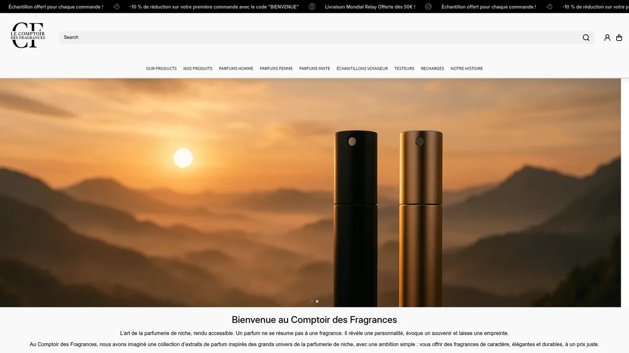Screenshot de www.lecomptoirdesfragrances.com