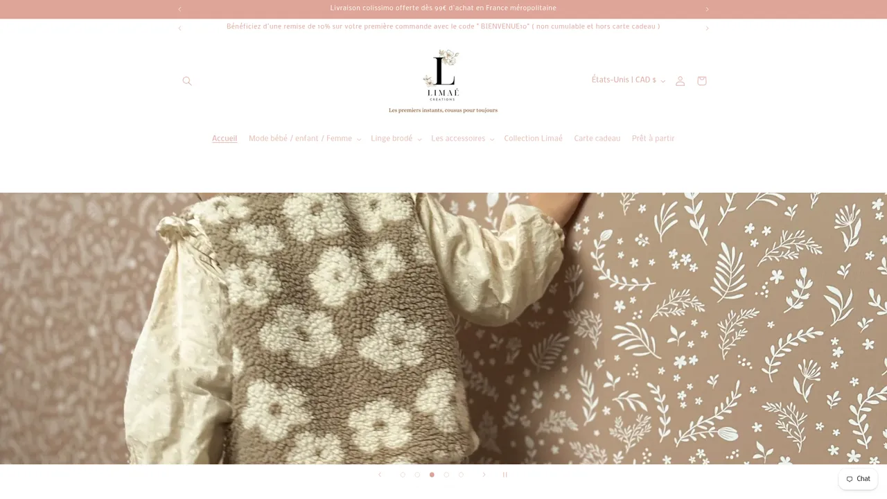 Screenshot de www.limaecreations.com