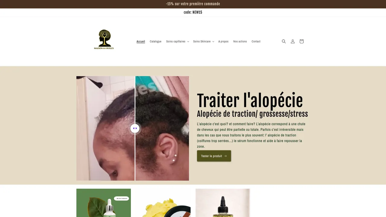 Screenshot de www.maisondeshuiles.fr