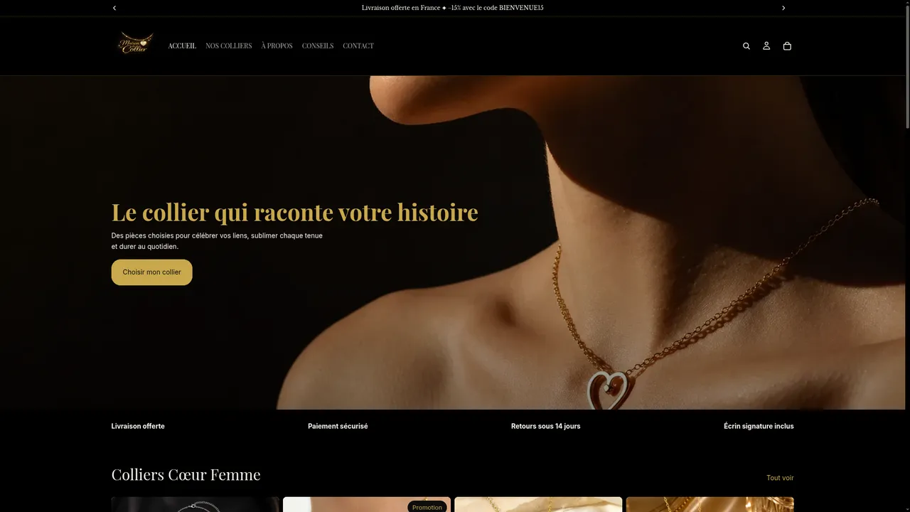 Screenshot de www.maisonducollier.com