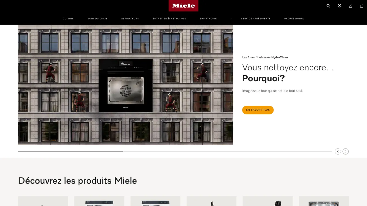 Screenshot de www.miele.fr