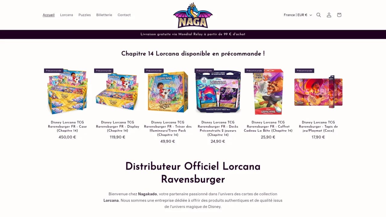 Screenshot de www.nagakado.com