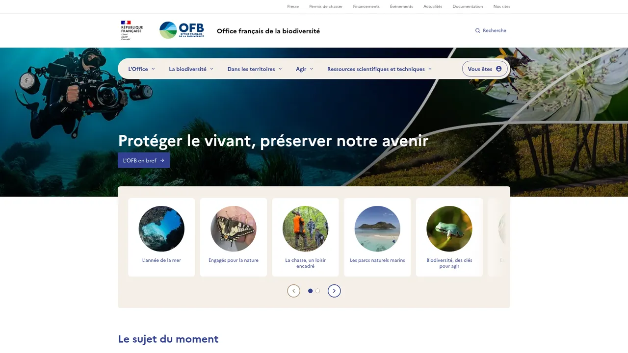 Screenshot de www.ofb.gouv.fr