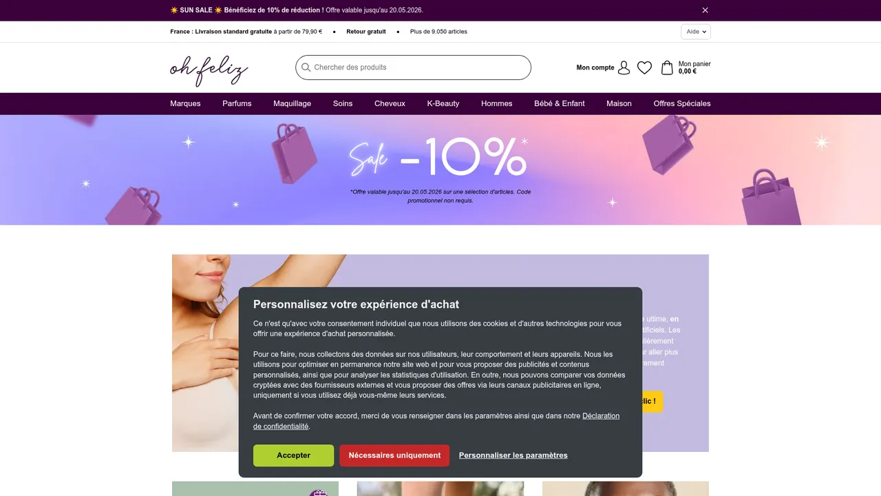 Screenshot de www.ohfeliz.fr
