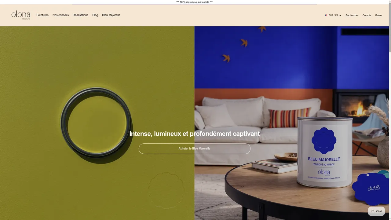 Screenshot de www.olonapeinture.com