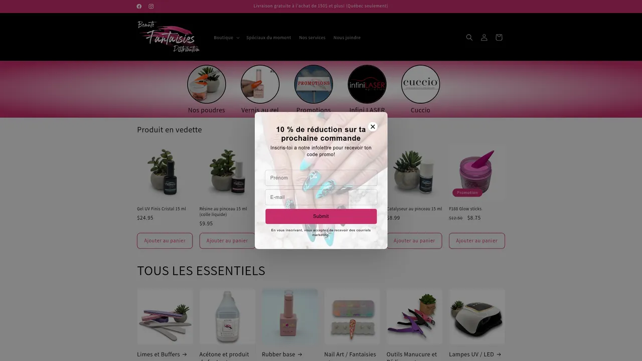 Aperçu du site www.onglesfantaisiesdistributionmanonjoannette.ca