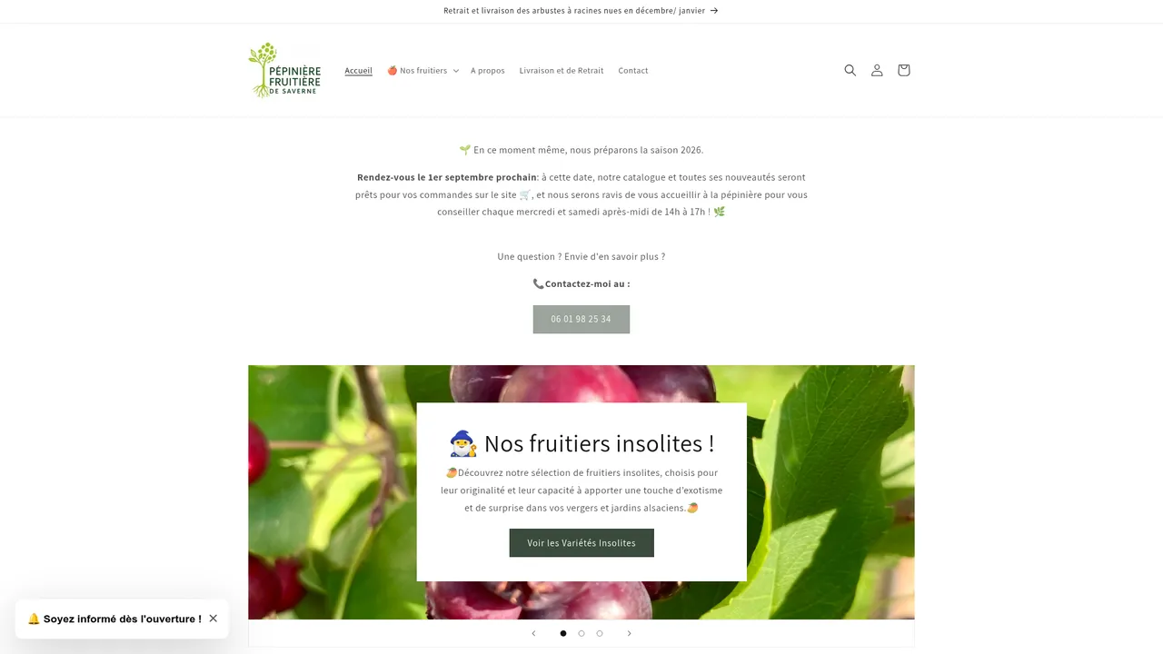 Screenshot de www.pepinieresaverne.fr