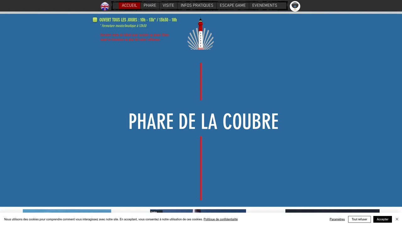 Screenshot de www.pharedelacoubre.fr