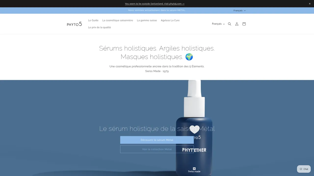 Screenshot de www.phyto5.ch