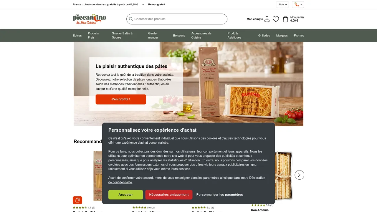 Screenshot de www.piccantino.fr