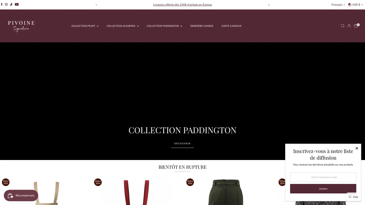 Screenshot de www.pivoine-signature.com