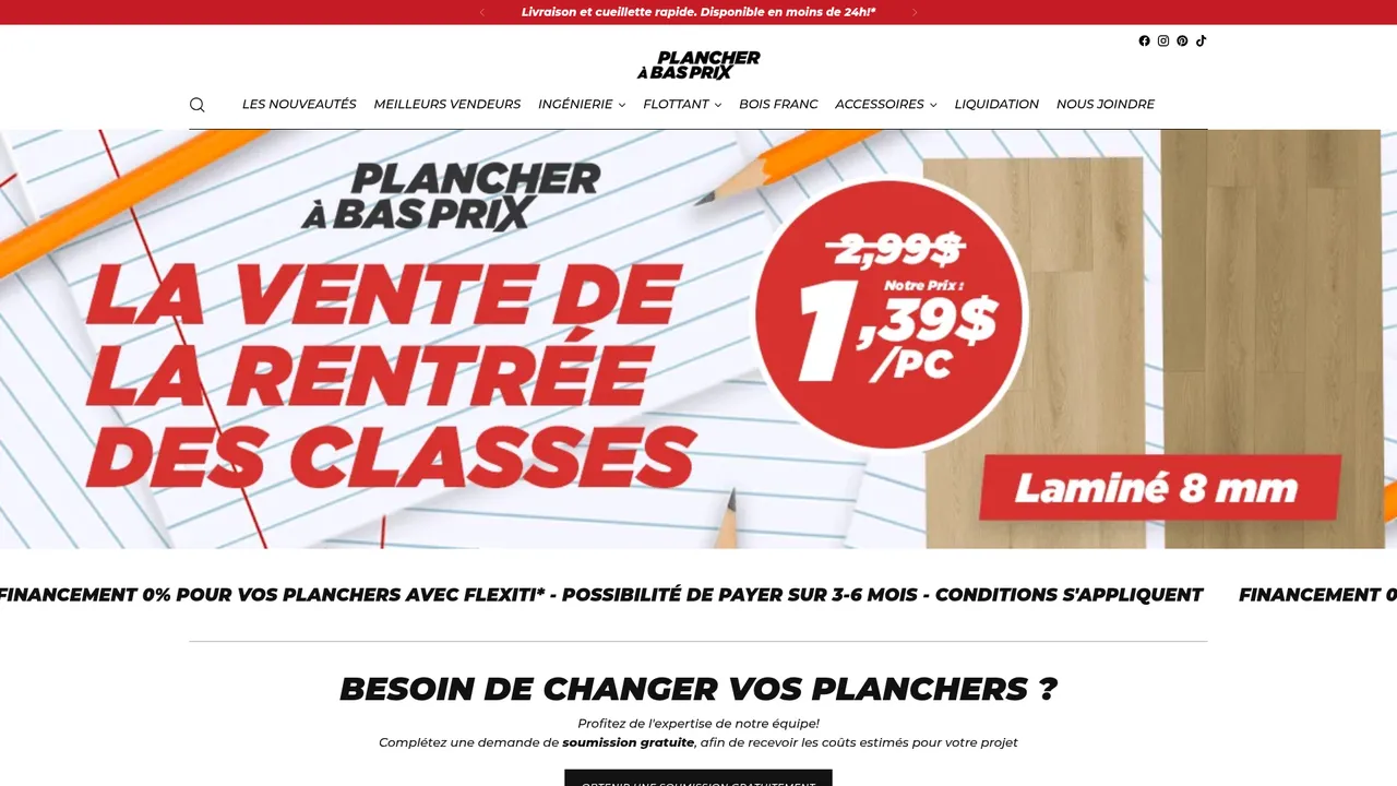 Screenshot de www.plancherabasprix.com