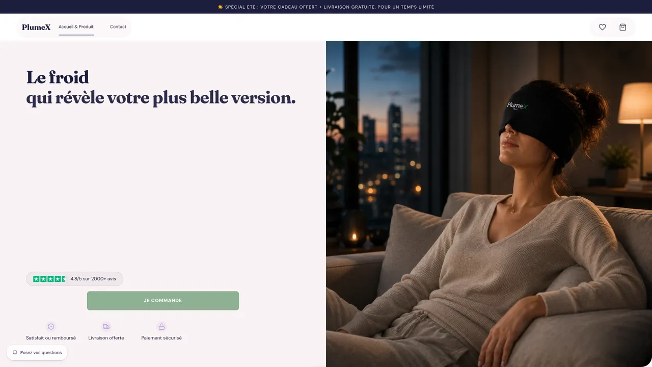 Screenshot de www.plumeex.com