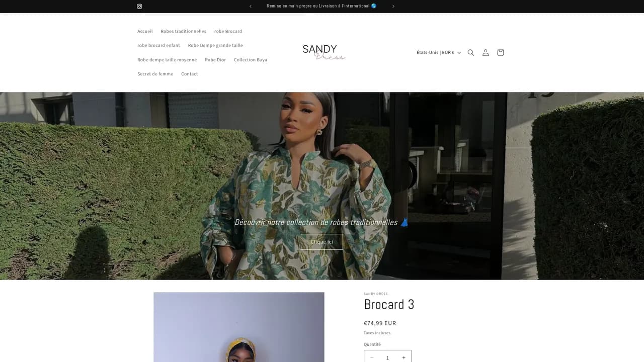 Screenshot de www.sandydress.com