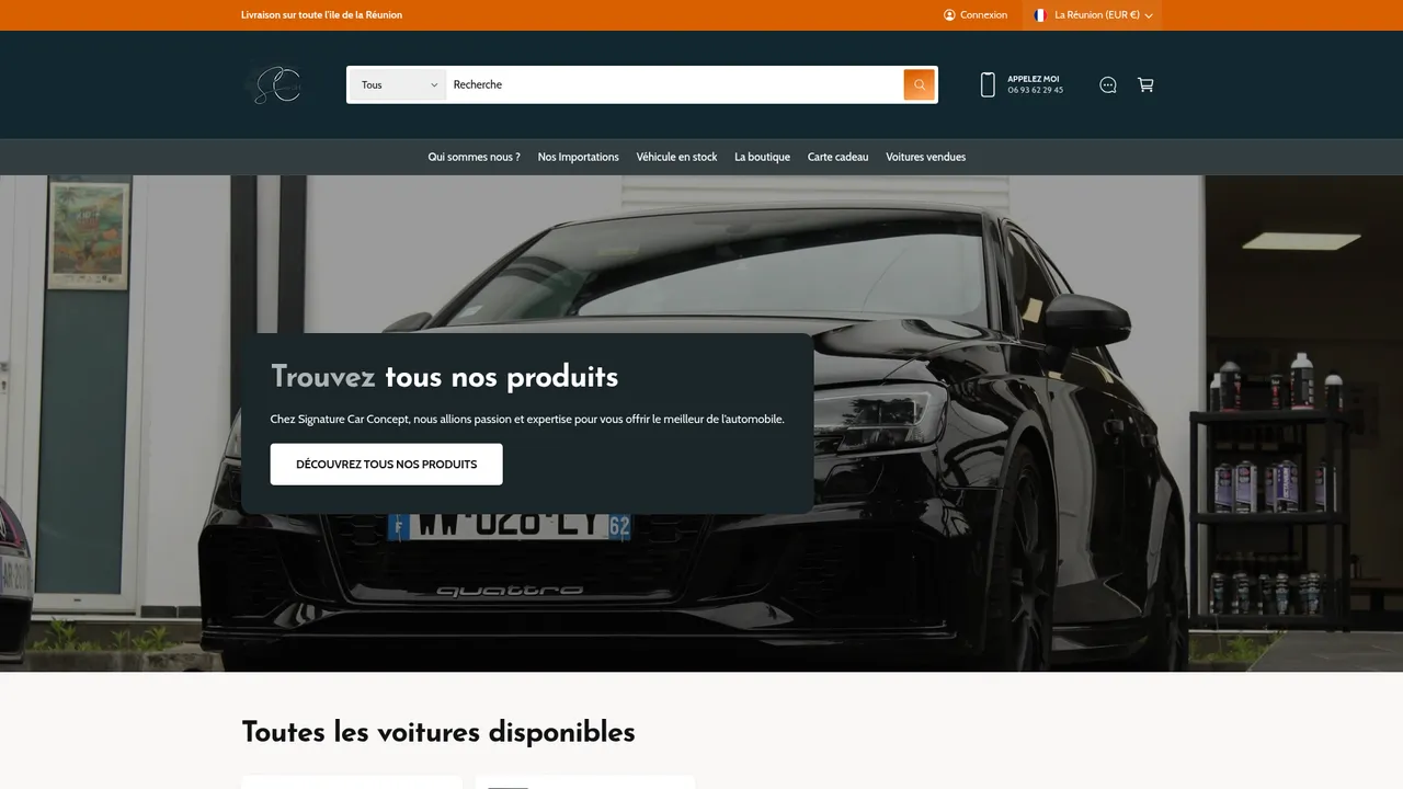 Aperçu du site www.signaturecarconcept.re
