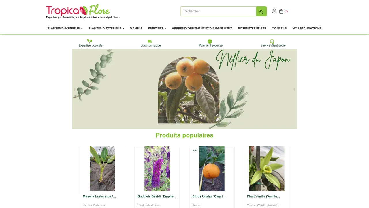 Screenshot de www.tropicaflore.com