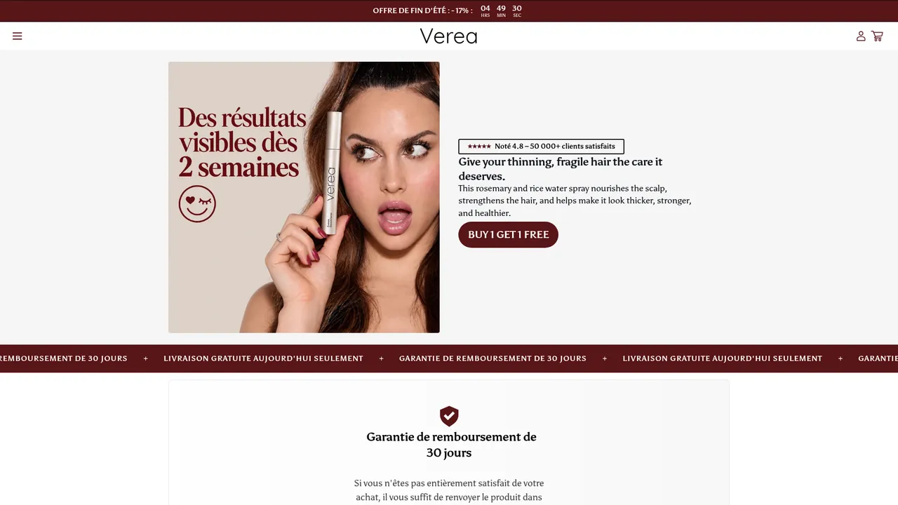 Screenshot de www.verea.shop