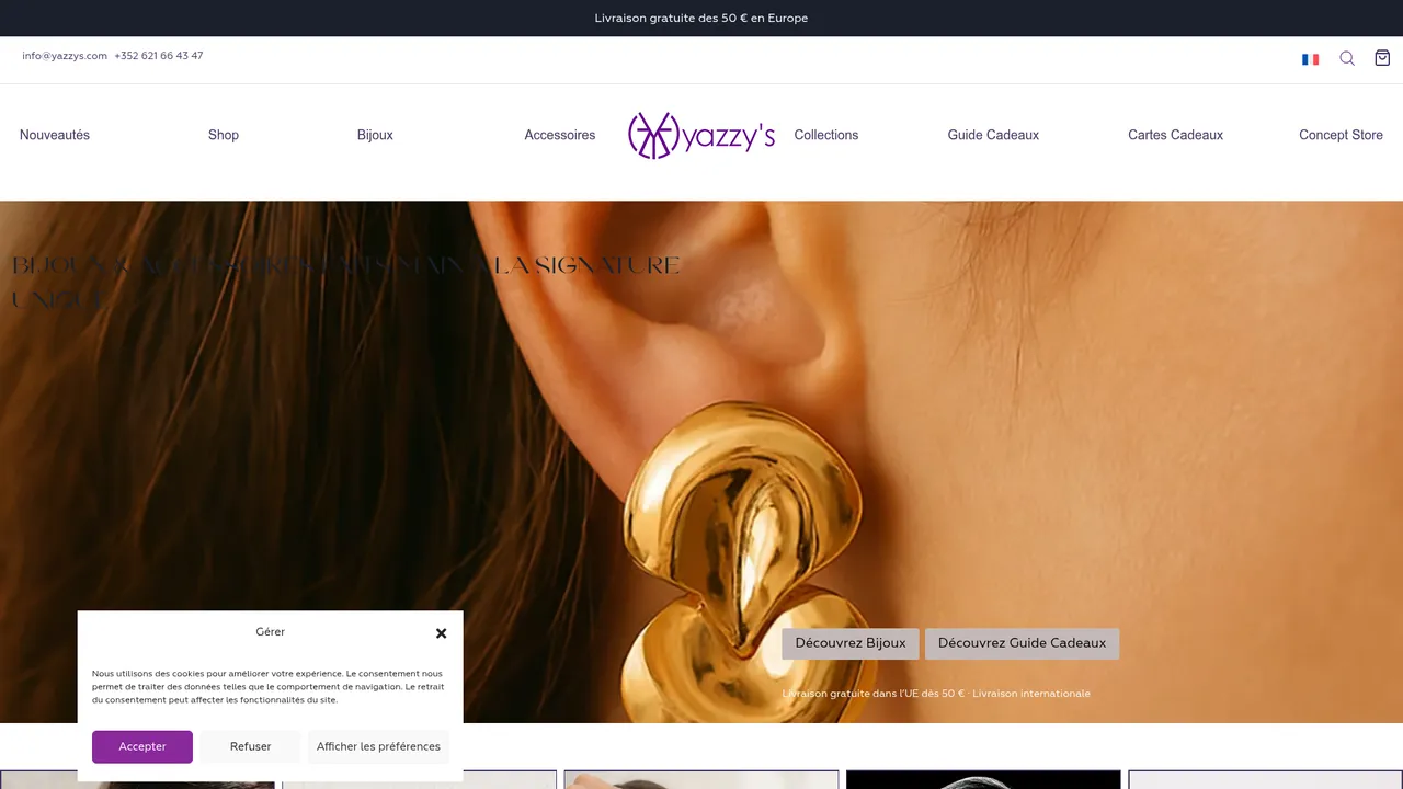 Aperçu du site Yazzy's Fashion Accessories