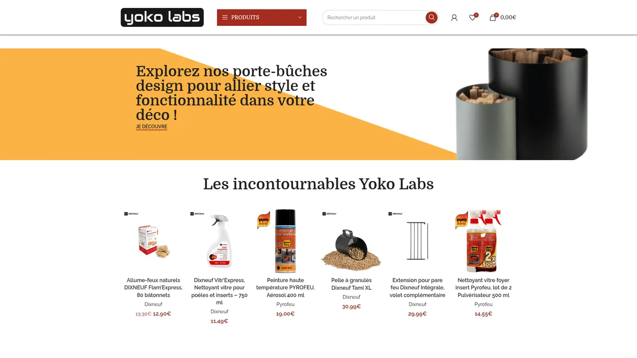 Aperçu du site Yoko Labs : poêles et chauffage