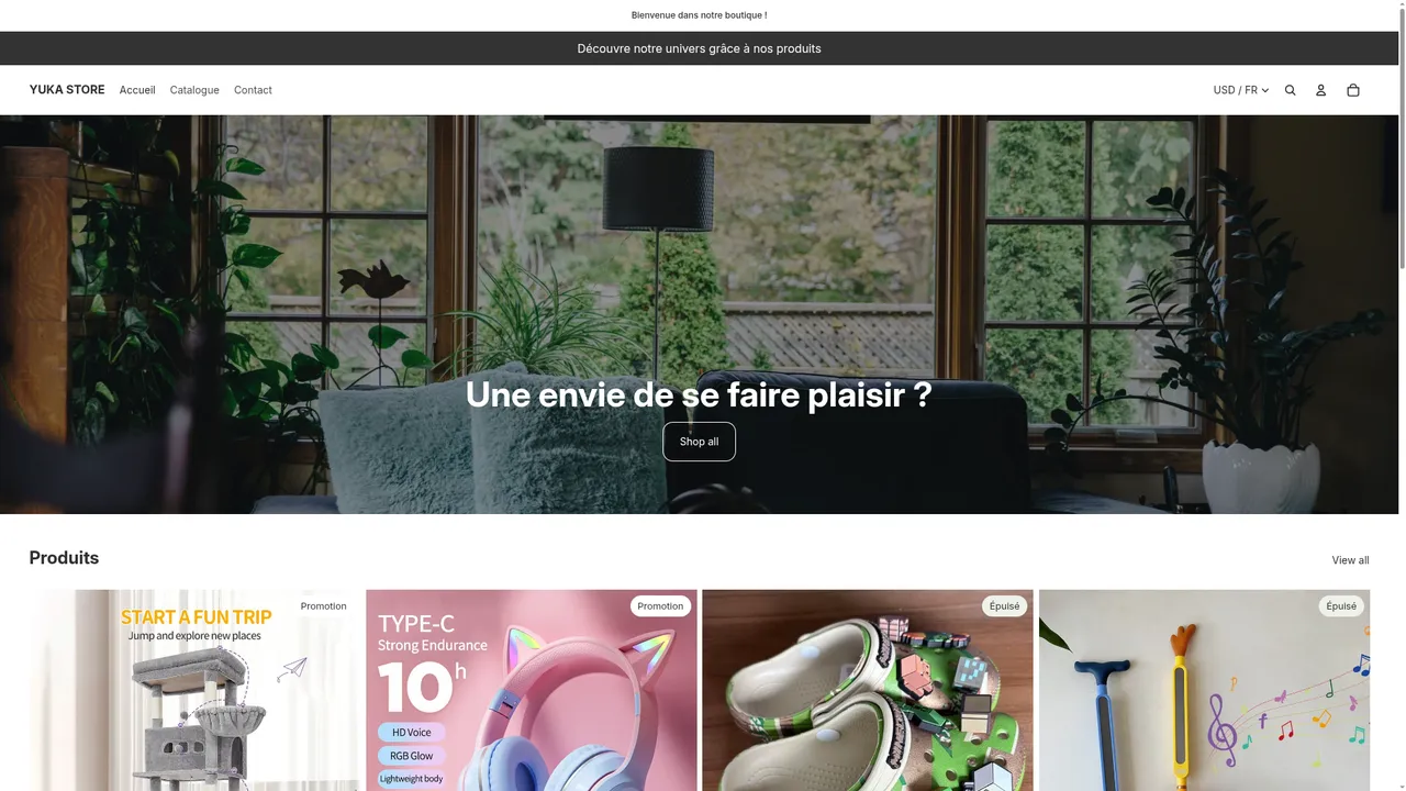 Aperçu du site yukastore.com